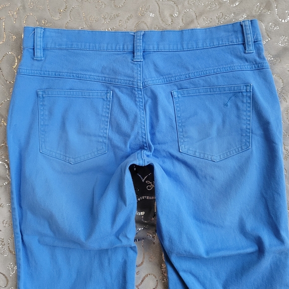 Electric Blue Capri Jeans Straight Leg Cropped 7 - Picture 5 of 8